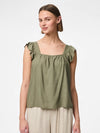 Pieces Pia Short Sleeve Top - Deep Lichen Green