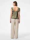 Pieces Pia Short Sleeve Top - Deep Lichen Green