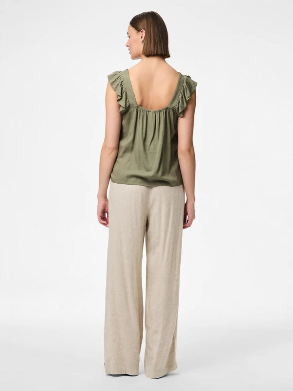 Pieces Pia Short Sleeve Top - Deep Lichen Green