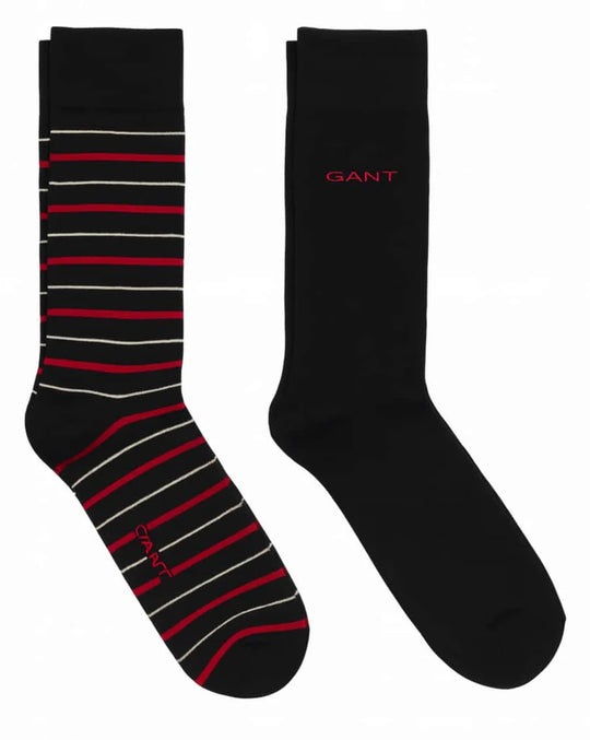 Gant Multi Stripe Socks 2-Pack Gift Box - Black