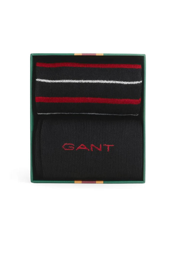 Gant Multi Stripe Socks 2-Pack Gift Box - Black