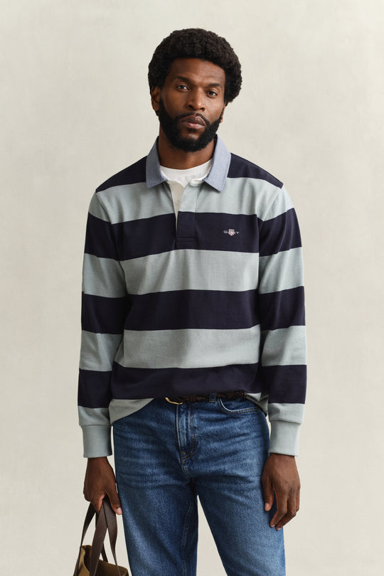 Gant Reg Chambray Stripe Heavy Rugger - Ceramic Grey