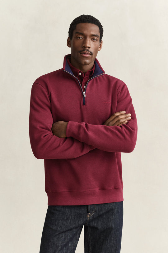 Gant Sacker Rib Half Zip - Deep Grape Wine