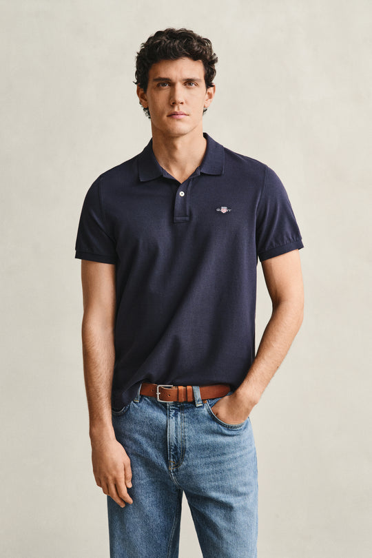 Gant Reg Shield SS Pique Polo - Evening Blue