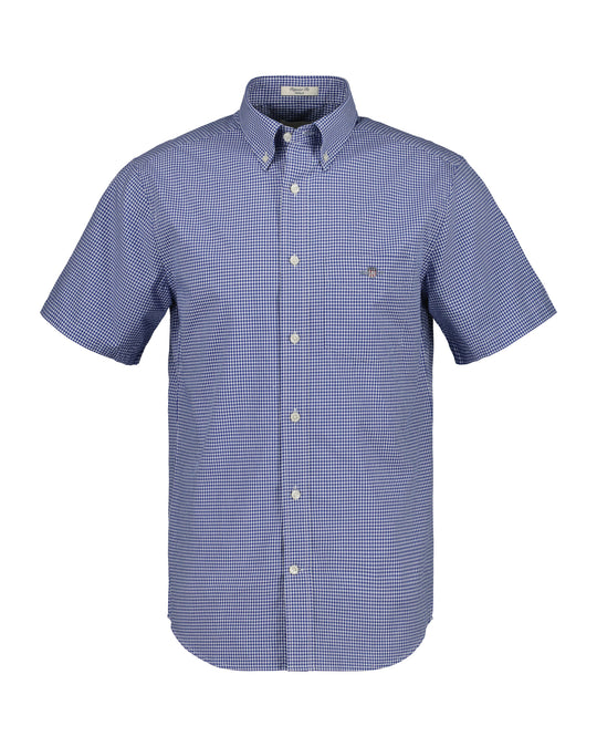 Gant Regular Classic Poplin Short Sleeve Shirt - College Blue
