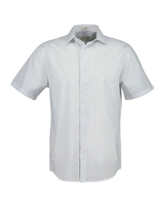 Gant Reg Poplin AOP SS Shirt - White
