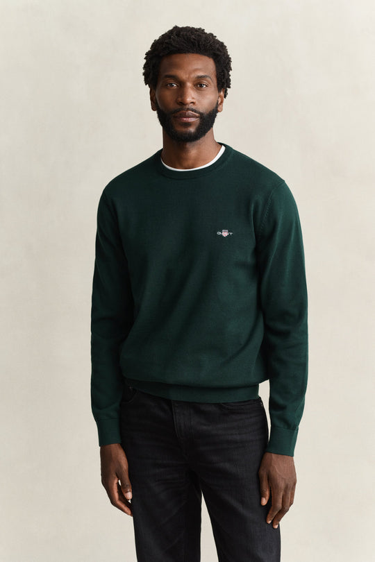 Gant Cotton Sweater - Tartan Green