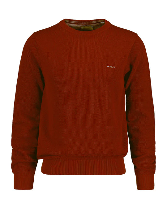Gant Cotton Pique C-Neck - Modern Rust