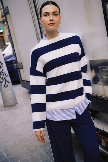B.young Otari Stripe Jumper - Medieval Blue Stripe