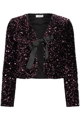 B.young Paillet V-Bow Jacket - Fudge Sequin