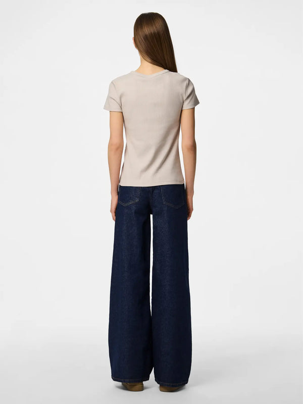 Pieces May Short Sleeve Tee - Silver Gray