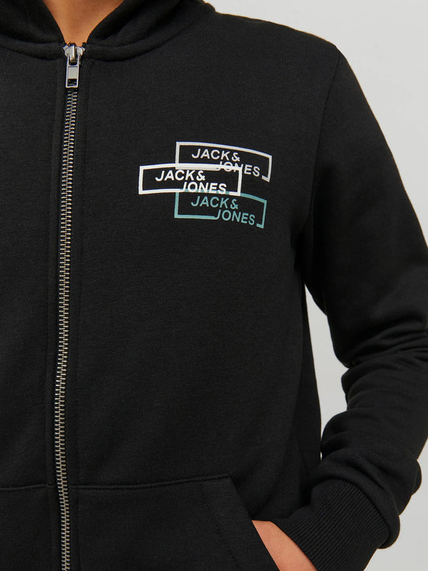 Jack & Jones Space Logo Sweat Zip Hood - Black