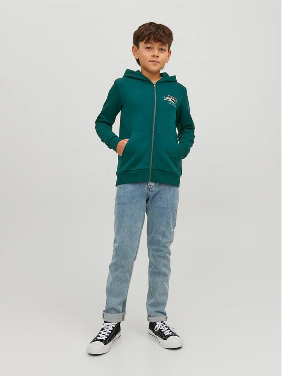 Jack & Jones Space Logo Sweat Zip Hood - Deep Teal 140 [Size 10]