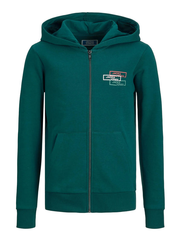 Jack & Jones Space Logo Sweat Zip Hood - Deep Teal 140 [Size 10]