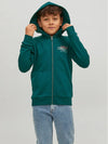 Jack & Jones Space Logo Sweat Zip Hood - Deep Teal 140 [Size 10]