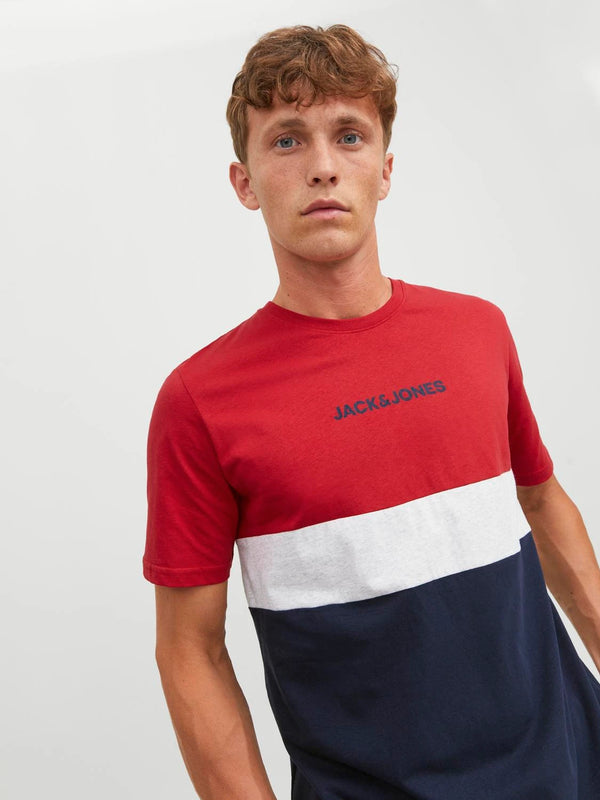 Jack & Jones Reid Blocking Tee SS Noos - Tango Red