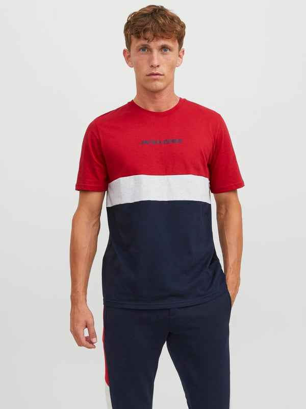 Jack & Jones Reid Blocking Tee SS Noos - Tango Red