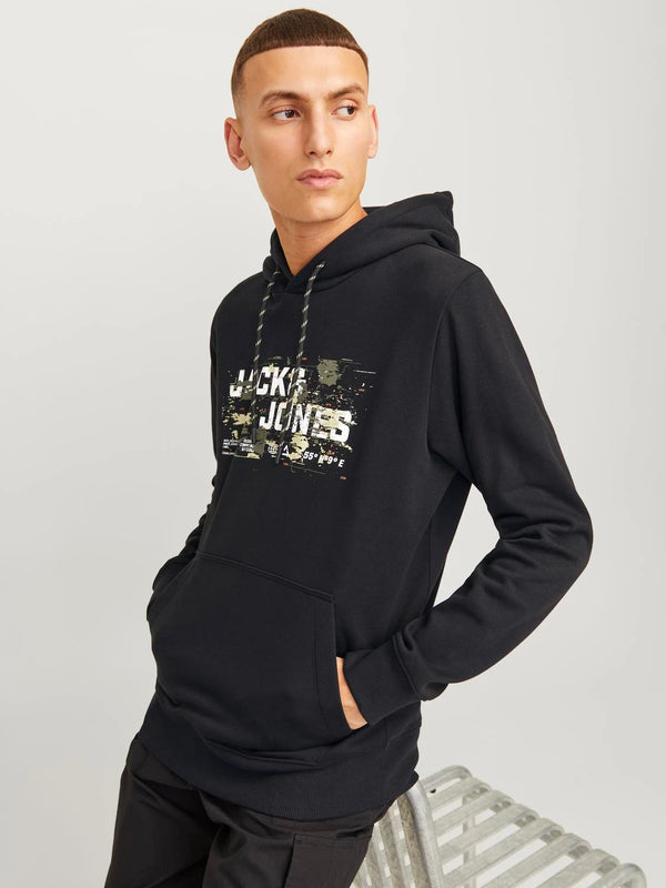 Jack & Jones Outdoor Logo Sweat Hood - Black