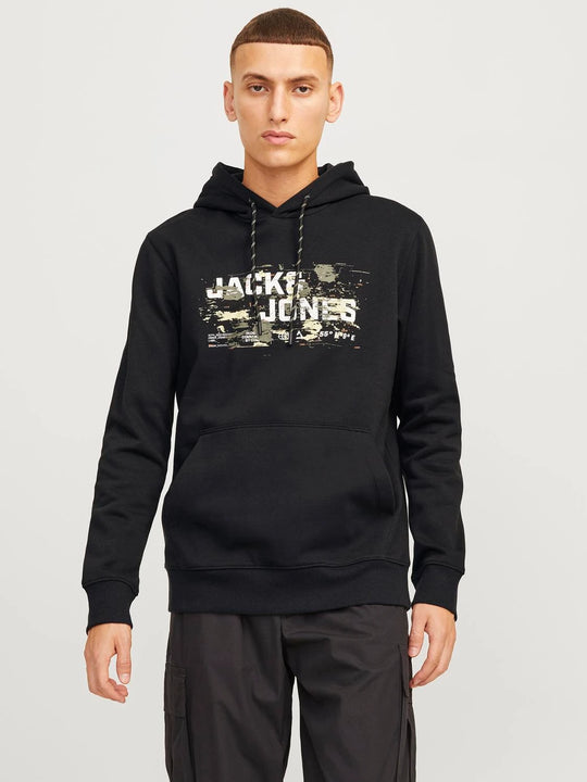 Jack & Jones Outdoor Logo Sweat Hood - Black
