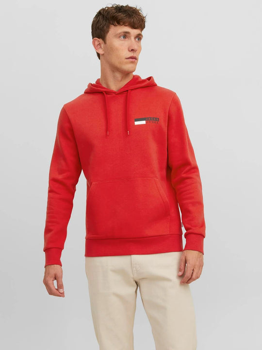 Jack & Jones Corp Logo Sweat Hood - True Red