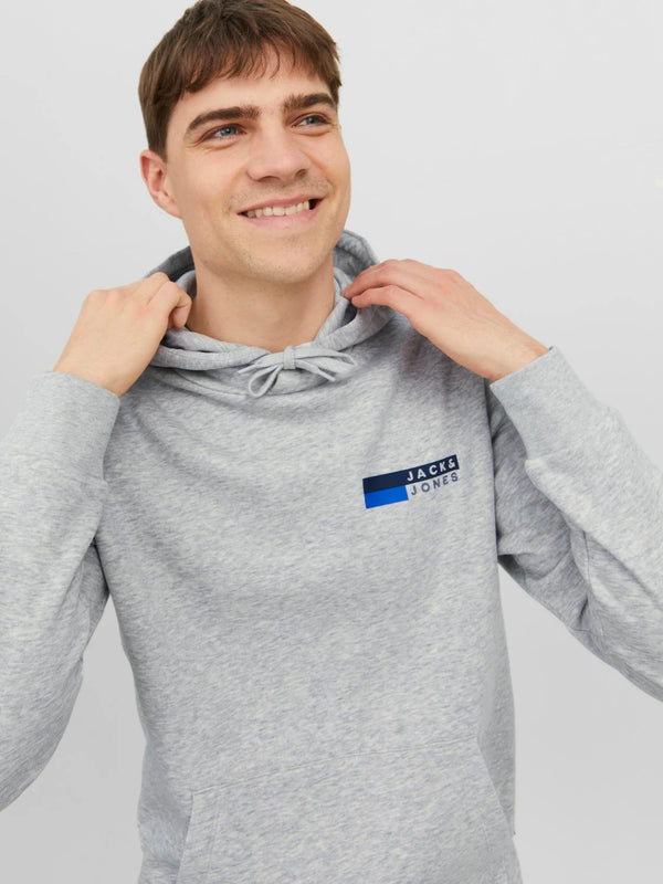 Jack & Jones Corp Logo Sweat Hood - White Melange