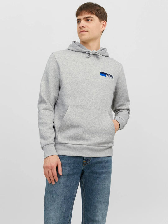 Jack & Jones Corp Logo Sweat Hood - White Melange