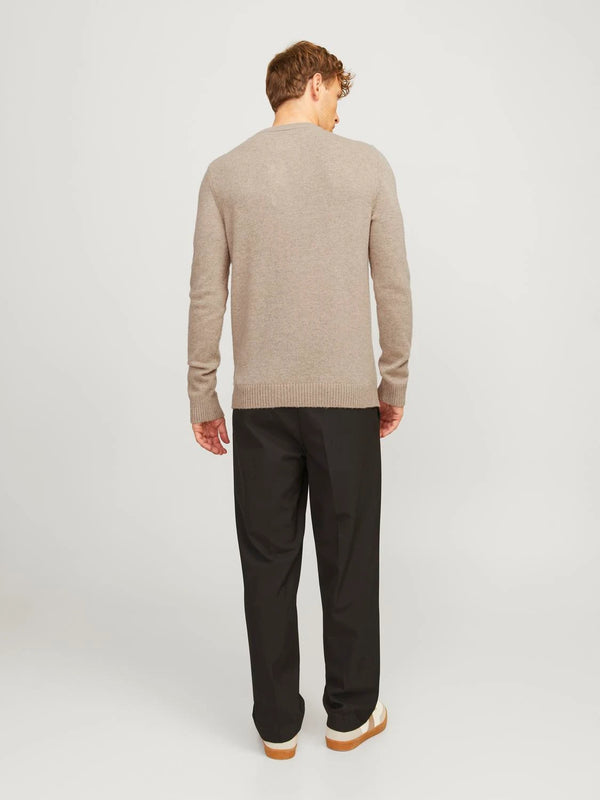 Jack & Jones Lambswool Knit Crew Neck - Oatmeal