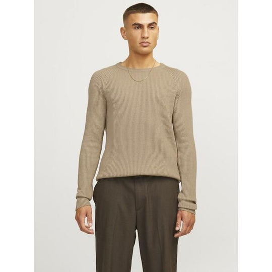 Jack & Jones Pannel Knit Crew Neck - Crockery
