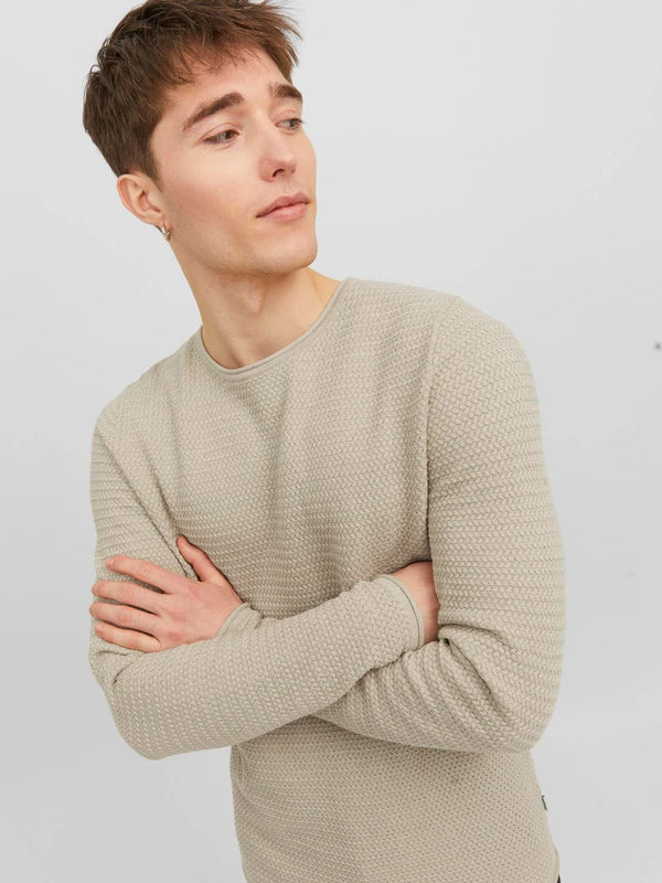 Jack & Jones Miguel Knit Crew Neck Noos - Island Fossil Twist