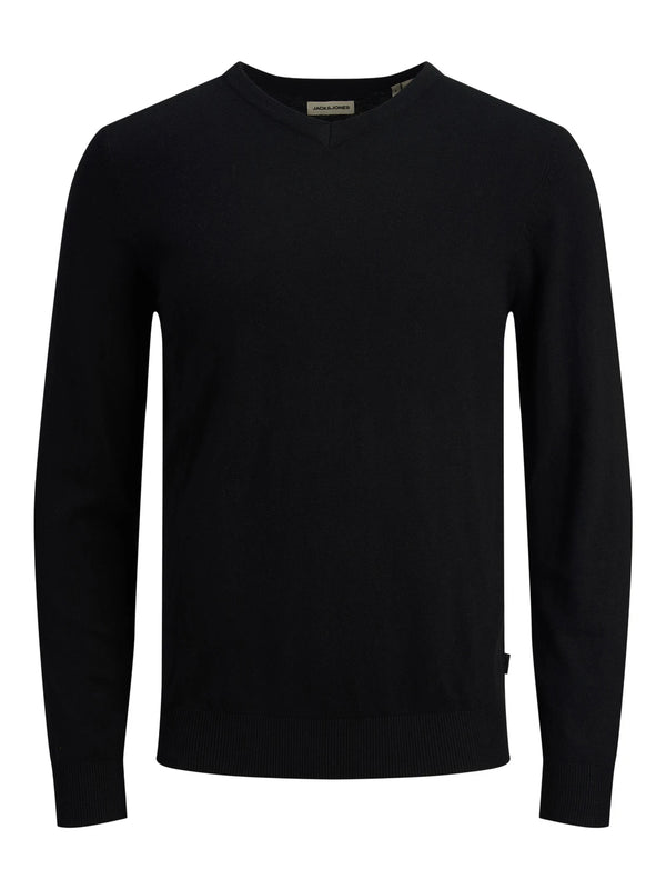 Jack & Jones Emil Knit V-Neck Noos - Black