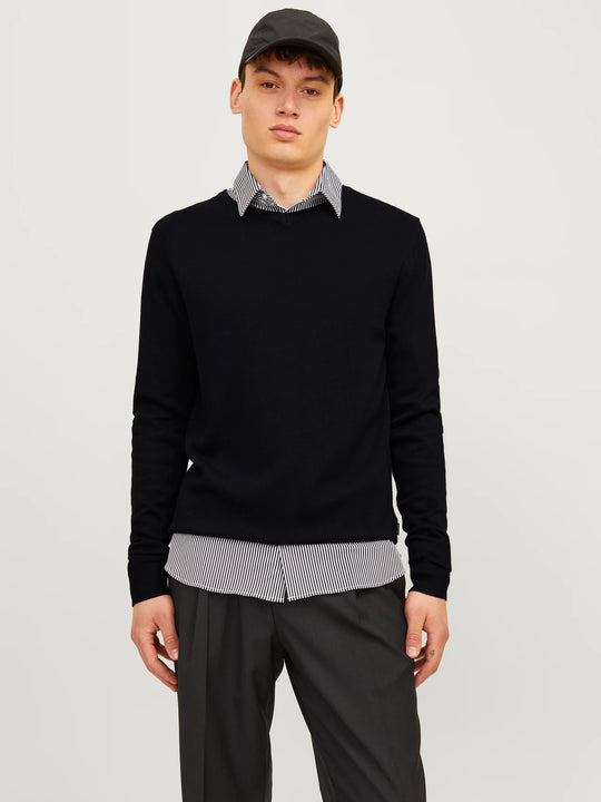Jack & Jones Emil Knit V-Neck - Black