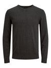 Jack & Jones Emil Knit V-Neck Noos - Dark Grey Melange