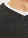 Jack & Jones Emil Knit V-Neck Noos - Dark Grey Melange