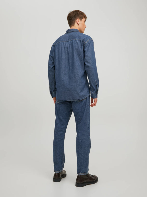 Jack & Jones Rowen Twill Relaxed Shirt LS - Dark Blue Denim