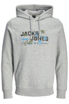 Jack & Jones Outdoor Logo Sweat Hood - Light Grey Melange