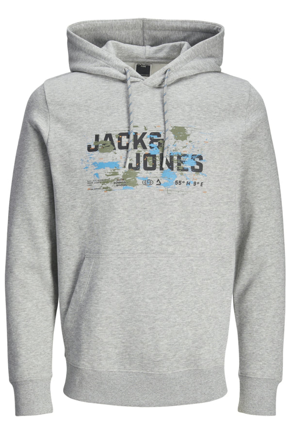 Jack & Jones Outdoor Logo Sweat Hood - Light Grey Melange