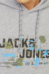 Jack & Jones Outdoor Logo Sweat Hood - Light Grey Melange