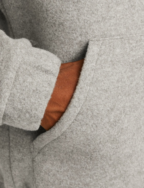 Jack & Jones Terrain Bonded Wool Hoodie - Grey Melange