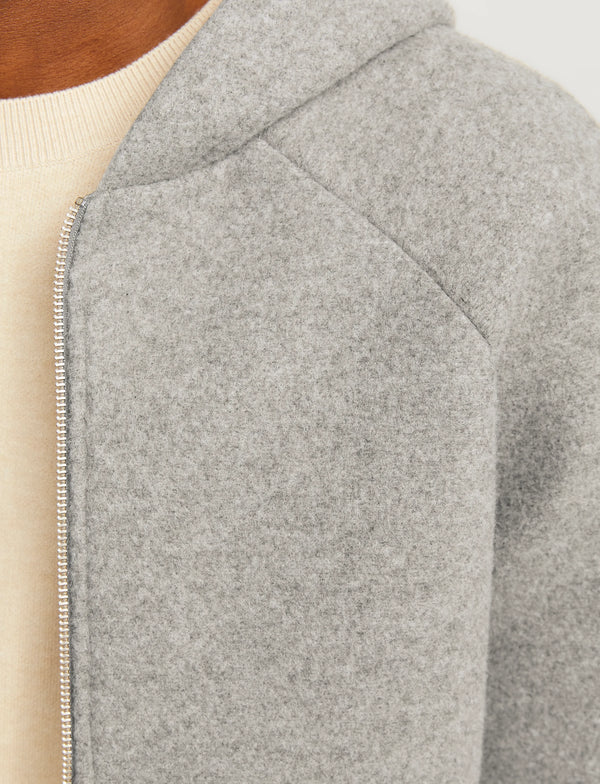 Jack & Jones Terrain Bonded Wool Hoodie - Grey Melange