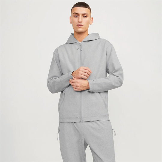 Jack & Jones Cloud Sweat Zip Hood - Light Grey Melange