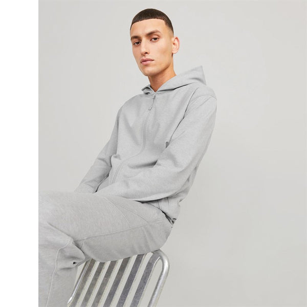 Jack & Jones Cloud Sweat Zip Hood - Light Grey Melange