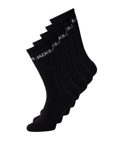Jack & Jones Basic Logo Tennis Sock 5 Pack - Black
