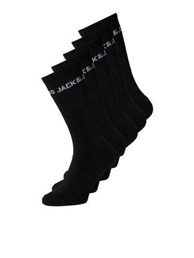 Jack & Jones Basic Logo Tennis Sock 5 Pack Black