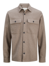 Jack & Jones Raymond Melange Solid LS Overshirt SN - Greige Comfort Fit