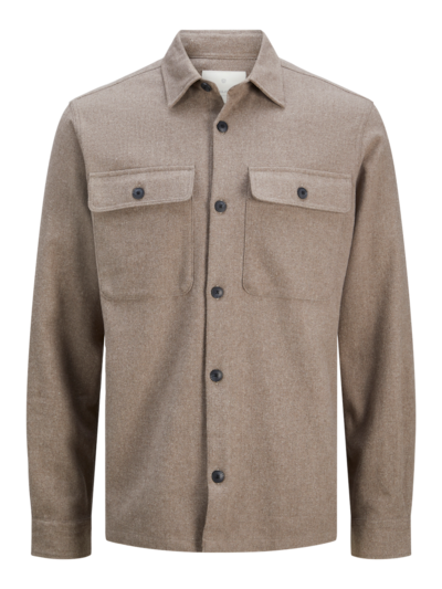 Jack & Jones Raymond Melange Solid LS Overshirt SN - Greige Comfort Fit