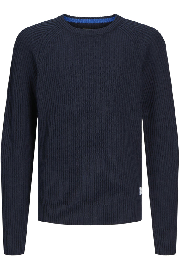 Jack & Jones Pannel Knit Crew Neck - Navy Blazer [Size XL]