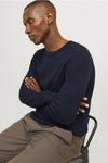 Jack & Jones Pannel Knit Crew Neck - Navy Blazer [Size XL]