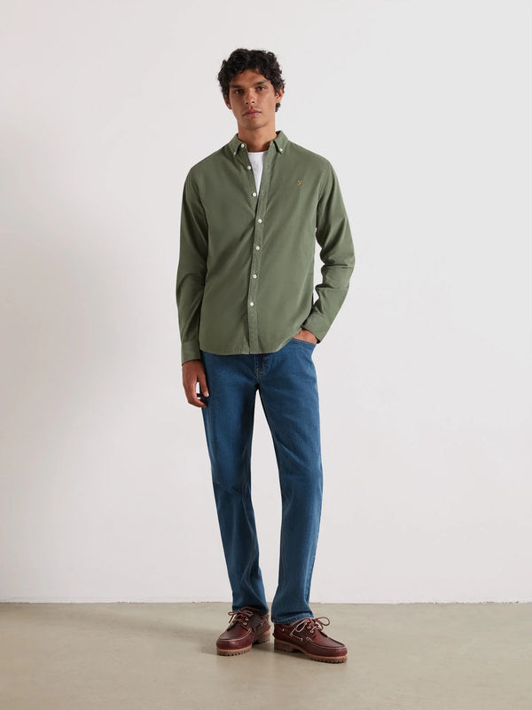 Farah Fontella Slim Fit Corduroy Shirt - Tarragon Green
