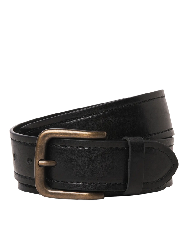 Jack & Jones Creta Leather Belt - Black [Size 95cm]