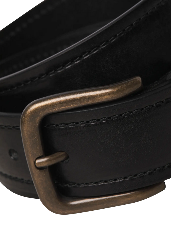 Jack & Jones Creta Leather Belt - Black [Size 95cm]